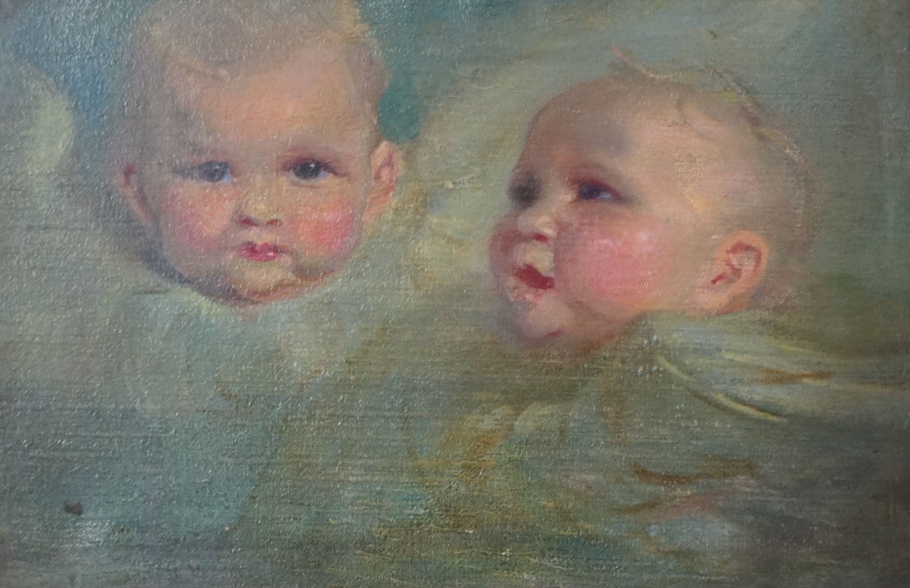 Frank O. Salisbury (English, 1874-1962), Study of Reynolds angels, oil on canvas, 28.5 x 44cm